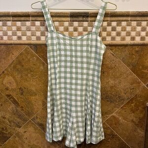 Forever 21 Sage and White Checkered Romper